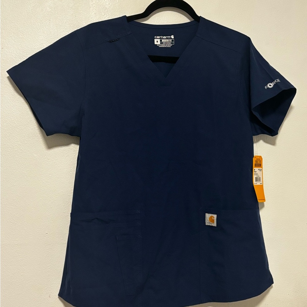Carhartt Scrub Top - Women’s FORCE Modern Fit V-Neck 5 Pocket Top - Size M Navy